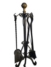 Kaminbesteck ☆ Schmiedeeisen ☆  Pflege und Reinigung Kamins ☆ Messing Kugel 