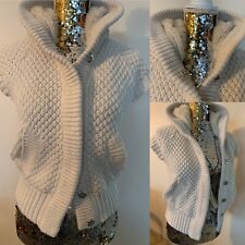 Strickweste beige Weste Jacke Kapuze Kunstfell gr S 36 Zara Frauen Mädchen weich