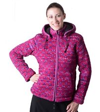 Hippie Nepal Strickjacke Poncho Wolle mit Fleecefutter und abnehmbarer Kapuze