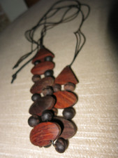 Vintage, Indianerschmuck, Halsband aus Holz (ca. 22,5 cm lang), zum Binden-Leder