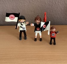 ?3 alte Eintracht Fußball Fan Figuren Playmobil➕Fahne Schal Trikot Frankfurt?