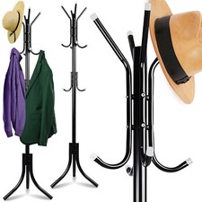 Garderobenständer Metall Kleiderständer Hutständer mit 12 Hacken Schwarz Retoo