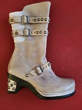 Neu !!  Eject - LEDER -Stiefel -  Gr. 37/38 - grau - used Look- ein TRAUM-WOW 