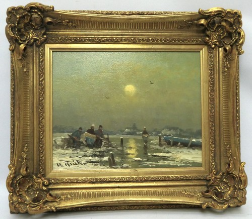ölgemälde winterabend - Ölgemälde, "winterabend"