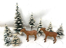 Tuchstaub Rehe Bäume Tannenbäume Erzgebirge für Modelleisenbahn Weihnachtsberg