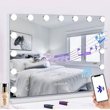 FENCHILIN Hollywood Spiegel mit Beleuchtung Lautsprecher USB Schminkspiegel