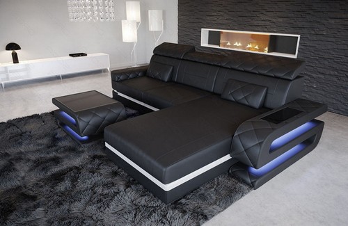 Sofa leder eckcouch - sofa, ledersofa