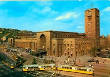 1525-Ansichtskarte Stuttgart Hauptbahnhof Bundesbahn Straßenbahn Verkehrsknoten