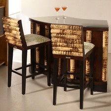 Bambusbar mit 2 Barhocker