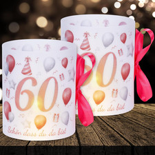 Windlichter Tischdeko 60 Geburtstag Party Taufe Kommunion Konfirmation Rosa bunt
