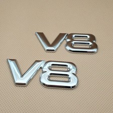 2 x V8 Emblem Zeichen Chrom Schriftzug 3D Logo Auto Aufkleber Tuning Metall