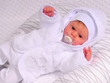 Babyjacke Jacke Baby Jäckchen mit Kapuze Kapuzenjacke in Weiß