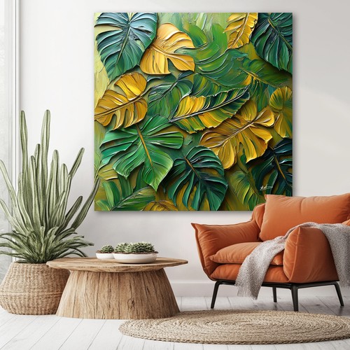 Leinwand bild blätter natur - leinwand,