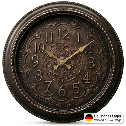 Vintage wanduhr 35cm bronze - wanduhr,