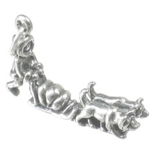 Hundeschlitten Sterling Silber Anhänger .925 x1 Schlitten Schlittenhunde Schlitt