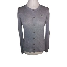 Lacoste Strickjacke Gr. 36 Grau Baumwolle 