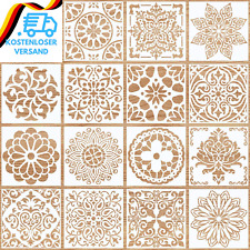16 Stück Mandala Schablone Set, Blumen Schablonen, Wiederverwendbare DIY Malerei
