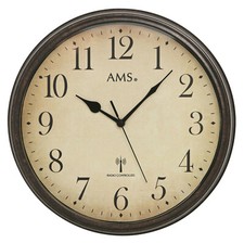 AMS 5962 Wanduhr Funk Funkwanduhr analog rund antik vintage retro mit Glas