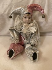 Harlekin, Sammlerpuppe, Venedig, Kopf, Hand & Fuß aus Porzellan