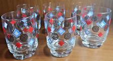 6 Vintage Schnapsgläser Set Retro Design 60er 70er Jahre Karo Glas bunt Alkohol