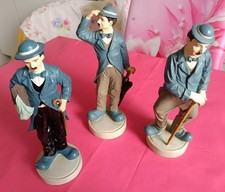 3 Figuren Statuetten "Charlie Chaplin", Keramik,  ca. 24 cm, Dekofiguren