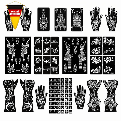 Henna tattoo schablonen set - henna,