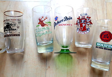Konvolut 7ältere Bier Gläser Einbecker Biertreck Pschor Steinbock Becks Wülfeler