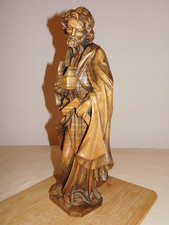 Holzfigur geschnitzt Heiliger Josef mit Hobel u. Winkel 35,5 cm, s. Text+Fotos