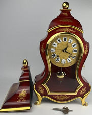 Antike Zenith Neuenburger Pendel-Kamin Uhr - Tischuhr - Rot + Konsole - Nr. 3181