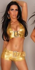 Set Gogo Table Dance Hot Pants + BH Einheitsgröße gold Neckholder Hose