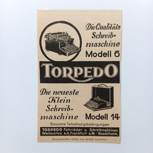 1929 torpedo schreibmaschine - torpedo,