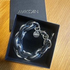 Orig MARCCAIN ARMBAND SILBER LEDER Geknotet - hat Tragespuren Schwarz XXL