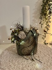 Edel Adventsgesteck Weihnachtsgesteck mit Kerze Handarbeit Vintage 20x30 cm