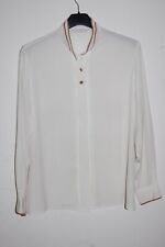MARIO ROSELLA - GR. 42 - Chiffon-Bluse weiss mit braun langarm