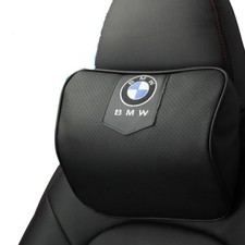 1 Stück Schwarz Farbe Echtleder Autositz Nackenkissen Auto Kopfstütze Für BMW