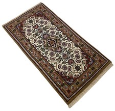 Handgeknüpft Teppich Wolle Orientteppich 100% Schurwolle beige 70X140 cm D11