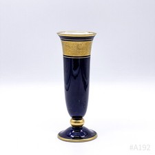 Lindner Kueps Bavaria Vase Echt Cobalt Ätzgold Handarbeit Made in Germany 16.5cm