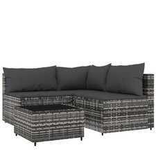 Garten Lounge Set mit Kissen Gartensofa Ecksofa Gartenmöbel Poly Rattan 9 Farbe