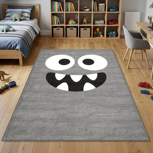 Kinderteppich grau mit monster - kinderteppich,