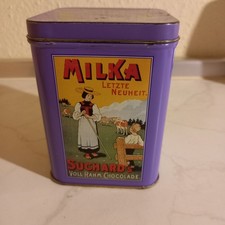 Lila Milka Naps Blechdose Vintage ca. 8,5 x 8,5 x 12 cm