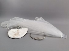 Brautschmuck Schleier Diadem Hochzeit Braut Schmuck Perlen Tasche Satin weiß