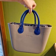 O Bag classic mini Tasche Inlay Ledergriffe grau beige Umhängeband Wechselsystem