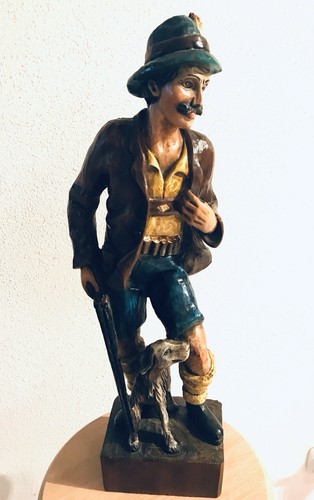 Holzfigur geschnitzt jäger - holzfigur,