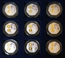 50 Jahre Dezimalisierung komplett 9 Kursmünzensätze 50p Münzen LIMITED EDITION 