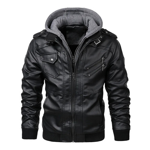 Herren lederjacke mit - pu-lederjacke,