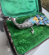 Pfau, 925 Silber, Emaille