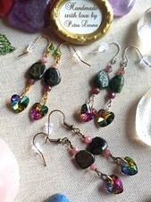 Schlichte HERZ-Ohrringe TURMALIN Valentinstag Geburtsstein OKTOBER, ZWILLINGE