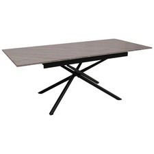 B-Ware Esszimmertisch MCW-O57, Eisen MDF ausziehbar, Marmor-Optik grau