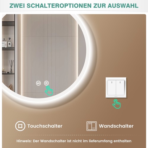 Runder spiegel mit - spiegel, beleuchtung