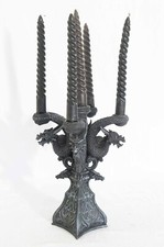 Kerzenleuchter mit 4 Drachen (5 armig) schwarz Drachenarmleuchter Höhe 27cm 3035